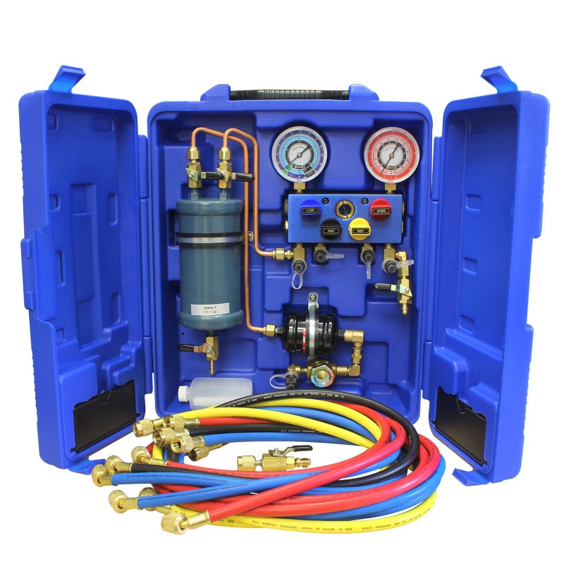 Mastercool 69500 RECOVERYMATE Refrigerant Recovery Enhancement Module  Oil Separator 4Way Ball Valve Sight Glass and Versatile Mounting for Efficient Recovery Performance